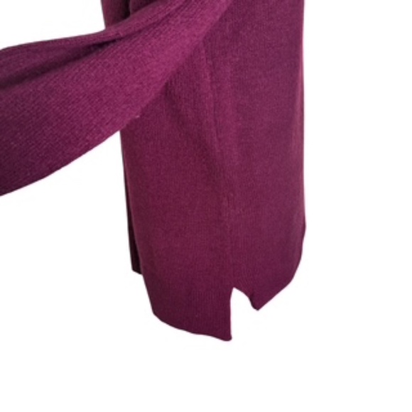 DKNY Jeans Long Tunic Cowl Neck Burgundy Slight Hi/Lo Hem Sweater Size L - Picture 4 of 7